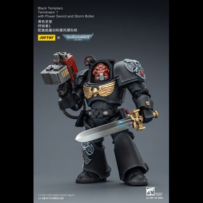 Терминатор Черных Храмовников (Warhammer 40K) - КОЛЛЕКЦИОННАЯ ФИГУРКА 1/18 Black Templars Terminator with Power Sword and Storm Bolter (JT03097) - JOYTOY
