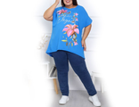 Женская туника-футболка  БОЛЬШОГО РАЗМЕРА Арт. 17878-2783 (цвет ярко-синий) Размеры 58-76