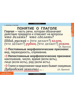 Таблицы демонстрационные "Русский язык. Глаголы"