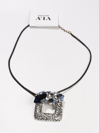 Подвеска "Ажурный квадрат стразы" белый металл, желтый металл