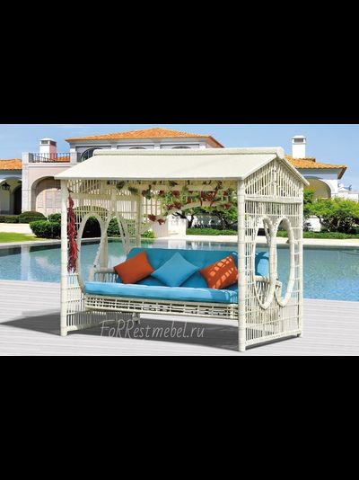 садовые качели из искусственного ротанга