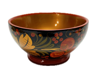 Чашка пиала 60*120 мм деревянная с росписью Хохлома