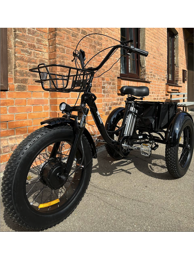 Электровелосипед трехколесный Fat Trike T NEW с корзиной