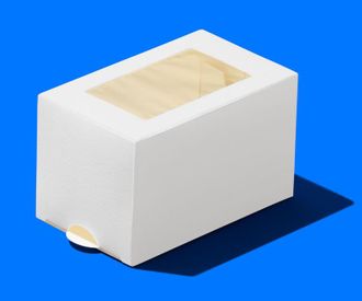 Коробка для 3 макарони с окном (белая), 90*55*55мм