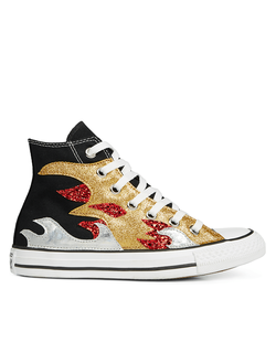 Кеды Converse All Star Glitter Flame High Top высокие черные