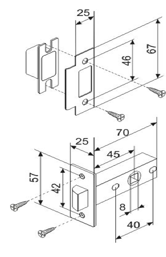 Защелка межкомнатная MORELLI L6-45 PG Цвет - Золото