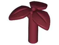 Plant Stem with Bar, 3 Leaves, and Small Pin Hole, Dark Red (37695 / 6438776)