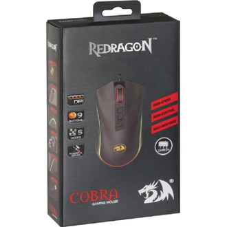 Мышь компьютерная Redragon Cobra RGB (75054), 9 кнопок, 10000 dpi, черная