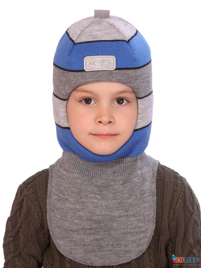 Шапка-шлем 21101-02, цвет ярко-синий, серый р. 52-54