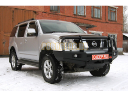 Передний силовой бампер серии Трофи на Nissan Pathfinder III 2004-2010 (02.012.01)