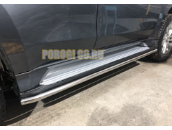 Защита штатного порога d42 для Mitsubishi Pajero Sport 2021-...