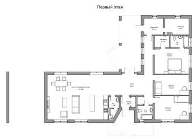 Одноэтажный дом с двумя спальнями 147м² (S2)
