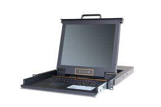 Выдвижная Консоль Kinan LCD KVM over IP высокой плотности по кабелю Cat 5 17&quot;, Клавиатура, Тачпад, TFT-дисплей, 32 порта, каскадное подключение до 1024 устройств VGA+USB+PS/2, локально 1280x1024 75Hz, удаленно 1440x1050 60Hz,OSD,Internet (LC2732i, HT1732)