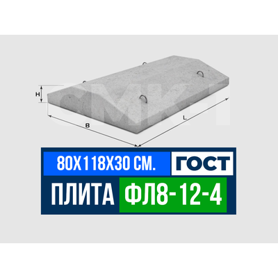 Фундаментная плита ФЛ 8-12-4 ГОСТ 13580-85