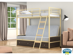 Двухъярусная кровать-диван Дакар 2 Слоновая кость ящики Венге