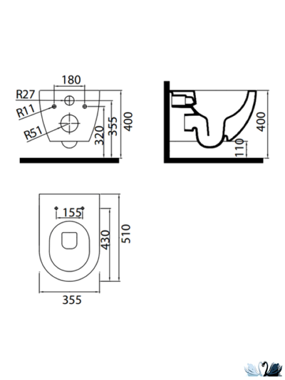 Унитаз с инсталляцией подвесной Creavit Free черный в комплекте с Alcadrain AM101/1120-4:1 RU M578-0001 с черной клавишей