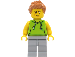 Car Driver - Male, Lime Hoodie, Light Bluish Gray Legs, Medium Nougat Hair, n/a (cty1267)