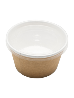 Супник картонный с прозр. крышкой (крафт/белый, Д100), 250мл