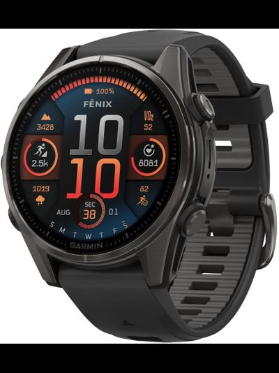 Часы Garmin Fenix 8 - 43mm AMOLED Sapphire Carbon Gray DLC Titanium Black / Pebble Gray