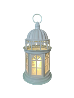 Светильник декоративный "Фонарь" белый, 26 см, на батарейках, теплый белый