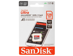 Карта памяти SanDisk 128GB Ultra microSDHC UHS-I Memory Card - 140MB/s (SDSQUAB-128G-GN6MN)