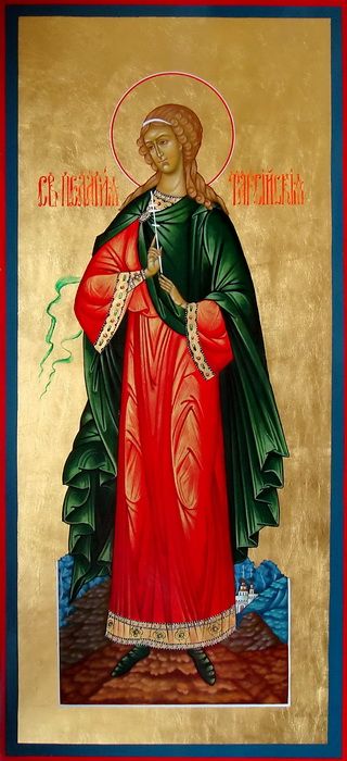 Пелагия (Пелагея) Тарсийская, святая мученица. Рукописная мерная икона.
