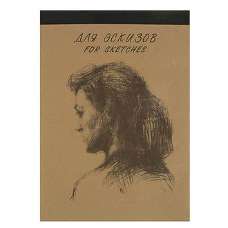 Альбом для эскизов А3 297х420 мм, 40 л., 70 г/м2, крафт-бумага, склейка, твердая подложка, "Модель", ЭМ3/20