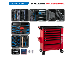 Набор инструментов 204 предмета, "BASTION", в красной тележке KING TONY 9G38-100MRR