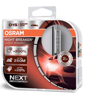 Ксеноновые лампы OSRAM D1S Xenarc Night Breaker NEXT (+200%) 2 шт 66140XNL-HCB