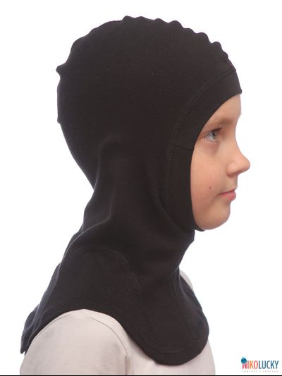 Шапка-шлем 23301-02 95%хлопок 5%лайкра, черный 52-54