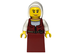 Innkeeper - Female, Dark Red Dress, White Hood, n/a (cas586)