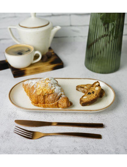 Блюдо овальное 30 см фарфор цвет бежевый