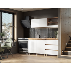 Кухня 1,7 ХЕЛЕН (1700*1900*600мм), Белый/Дуб крафт золотой