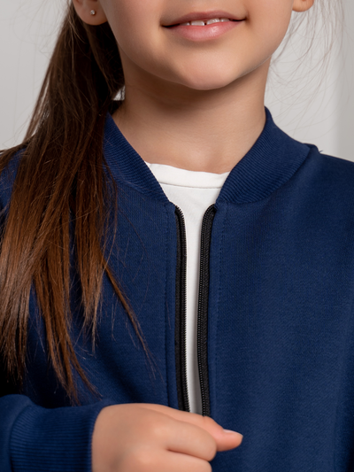 Бомбер на молнии синий