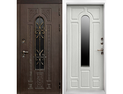 Термо дверь с ковкой Лацио венге с панелью лиственница