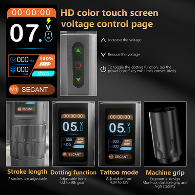 Беспроводная тату машинка BRONC V80 Strokes 2.0 - 4.2mm X 2Power Black