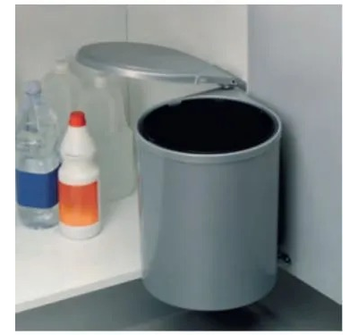 Ведро для мусора ALBIO навесное круглое, серое, пластик 13 л.