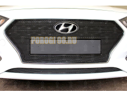 Защита радиатора Hyundai Solaris 2017- black верх PREMIUM