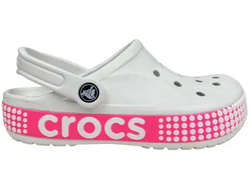 CROCS BAYABAND CLOG LOGO MOTION PINK СВЕТЛО-СЕРЫЕ