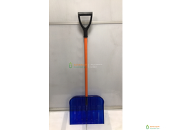 Лопата снеговая ПК-1 синяя с оранжевым алюминиевым черенком и ручкой 450х390 мм