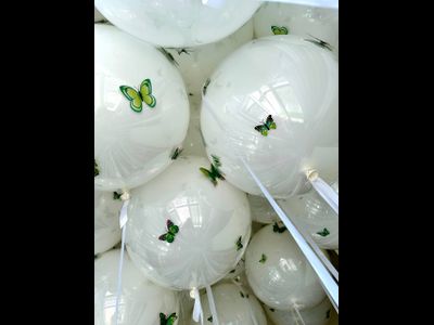 Шар с гелием Бабл стеклянный с бабочками 60см, 1шт