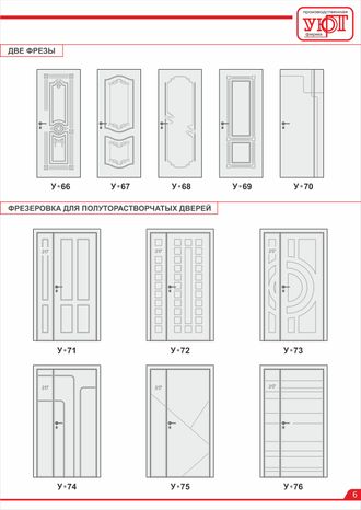Две фрезы + фрезерованные рисунки для полуторастворчатых дверей