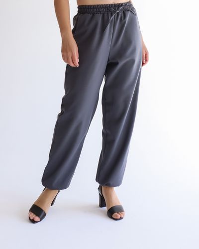 Брюки с манжетами из костюмной шерсти  (сине-серый)