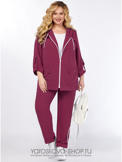 Модель: 391.Женский комплект-двойка выполнен из стрейчевой ткани бордового цвета