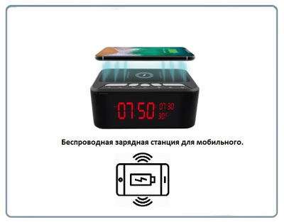 IP видеоняня WiFi (информатор времени + температуры в помещении, охранная видеокамера, беспроводная зарядка, стерео колонка Bluetooth) с DVR, Full HD 2 Mp (HDSmartIPC)