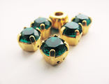 Шатон 8 мм цвет Emerald #123, оправа Золото
