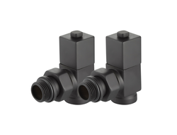Набор дизайн-вентилей Royal Thermo CUBE, угловой (чёрный) 1/2"