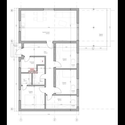 Одноэтажный дом с тремя спальнями, кабинетом 99м² и террасой 21м2(S9)