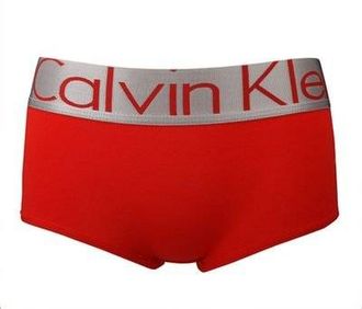 Женские шортики Calvin Klein красные с серебряной резинкой Steel