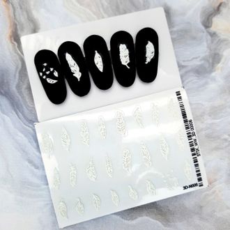 Самоклеящийся объемный стикер для ногтей 3D-WW006 Белый